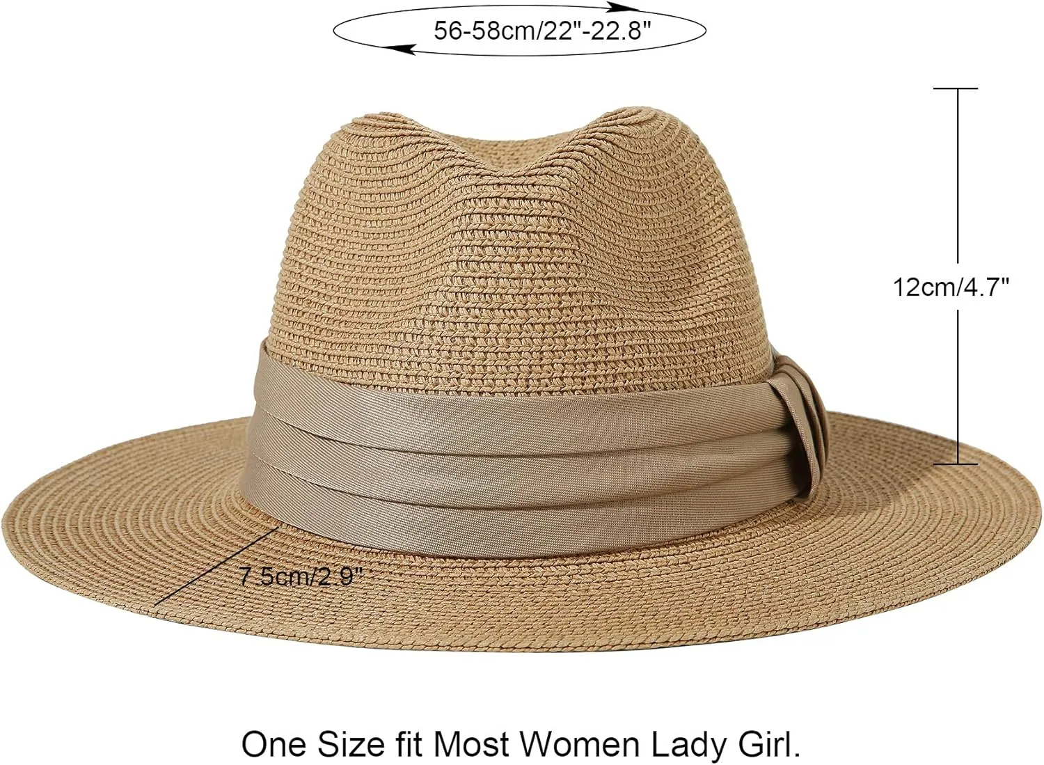 JOYEBUY Womens UPF50 Foldable Summer Straw Hat Wide Brim Fedora Sun Beach hat