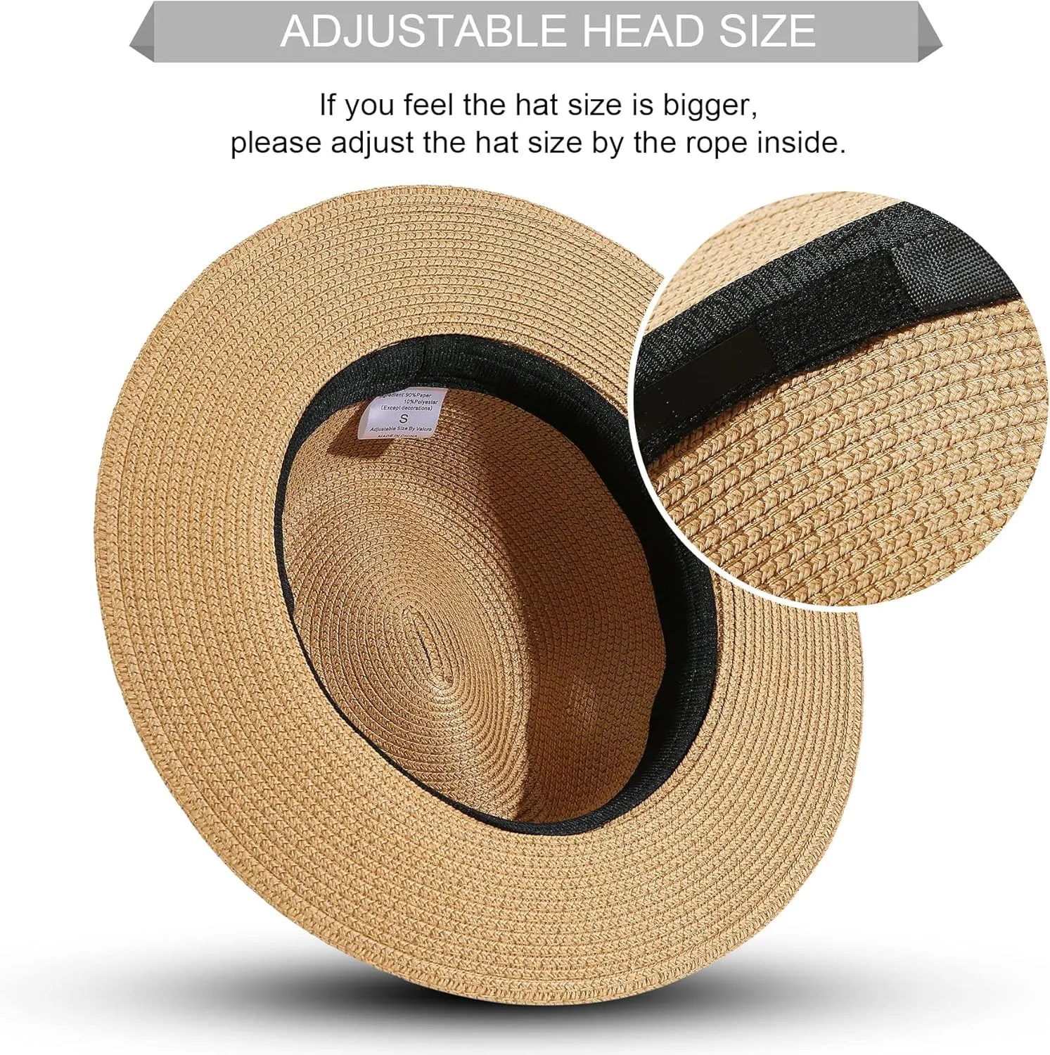 JOYEBUY Womens UPF50 Foldable Summer Straw Hat Wide Brim Fedora Sun Beach hat