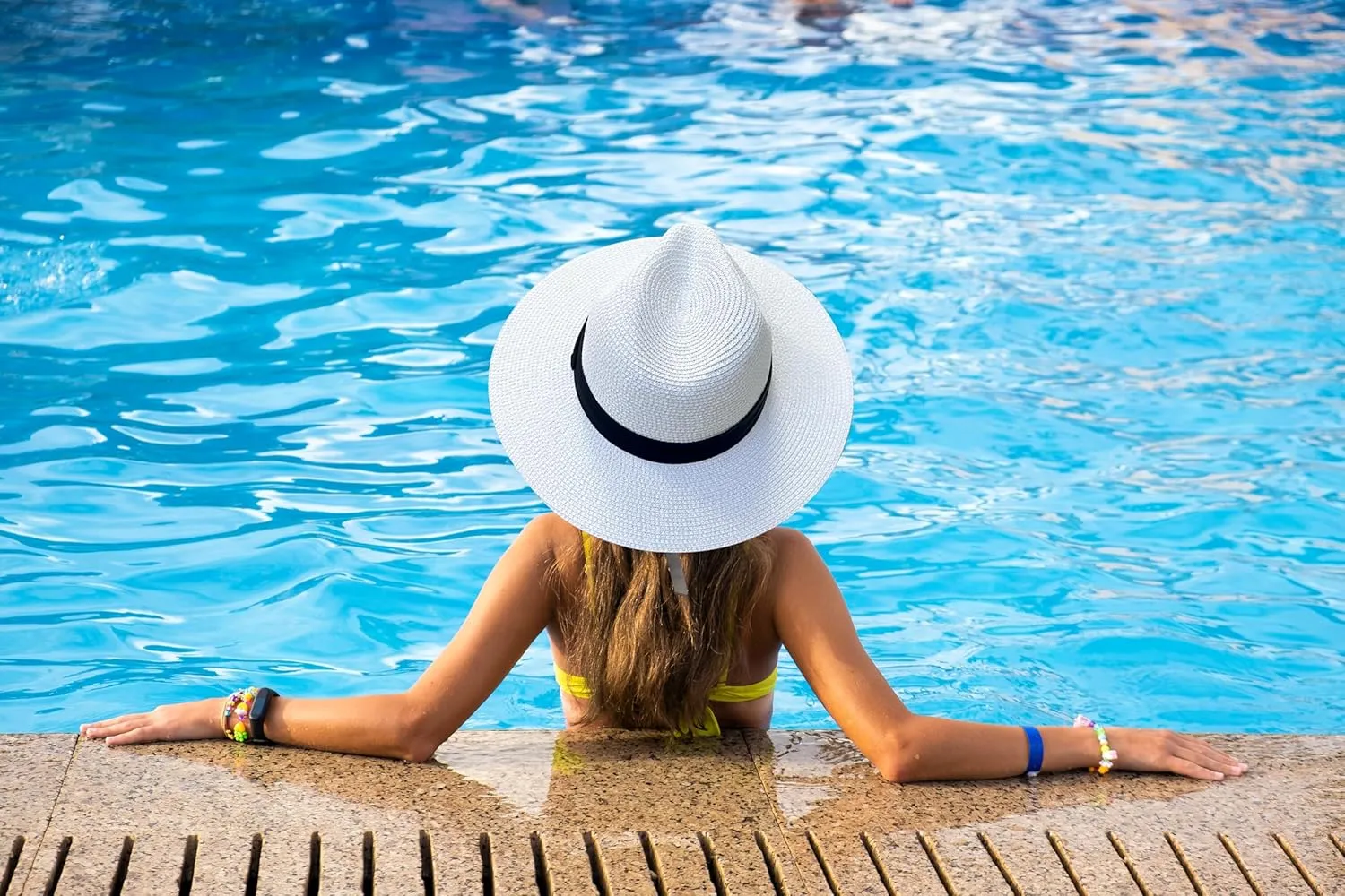 JOYEBUY Womens UPF50 Foldable Summer Straw Hat Wide Brim Fedora Sun Beach hat