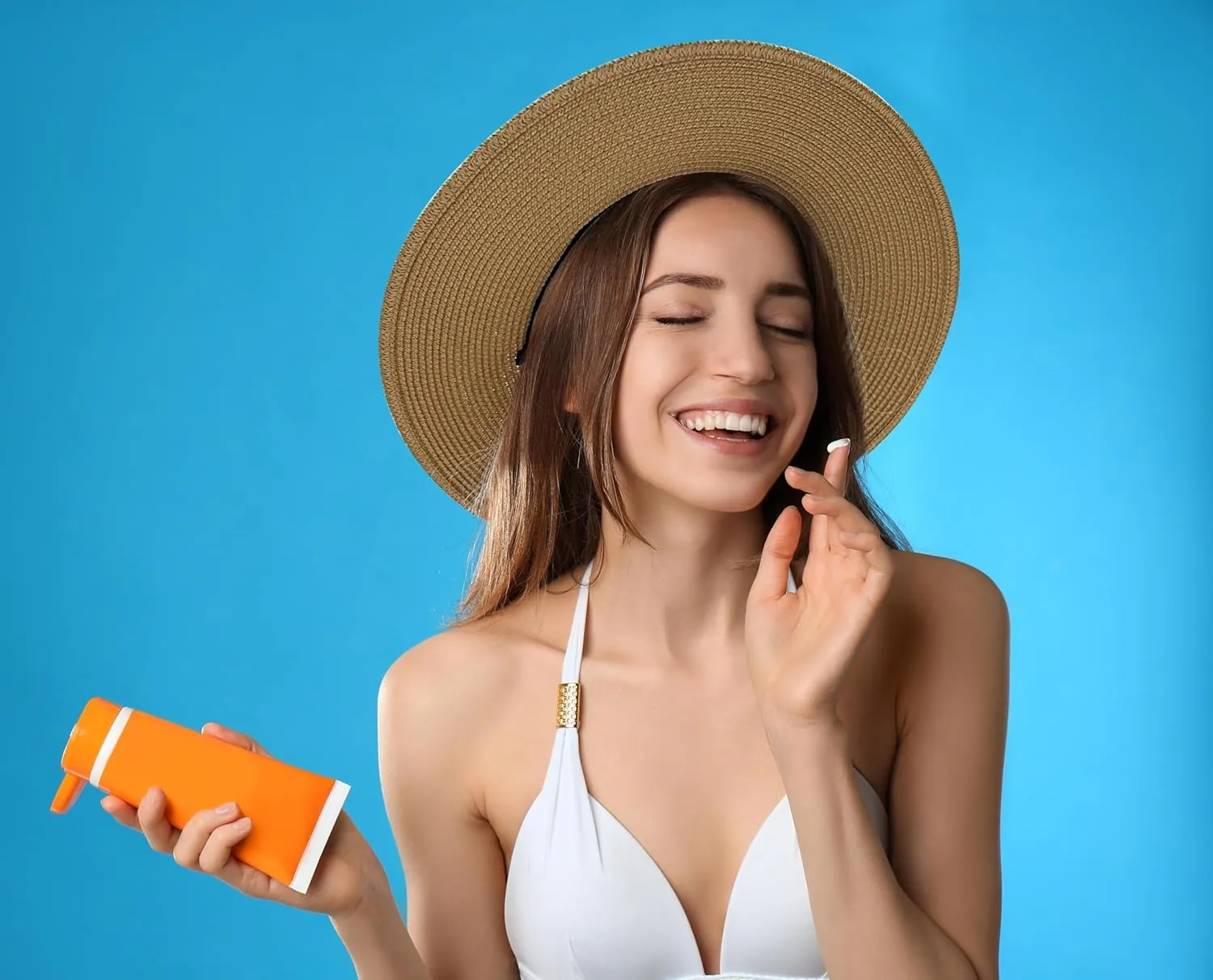 JOYEBUY Womens UPF50 Foldable Summer Straw Hat Wide Brim Fedora Sun Beach hat