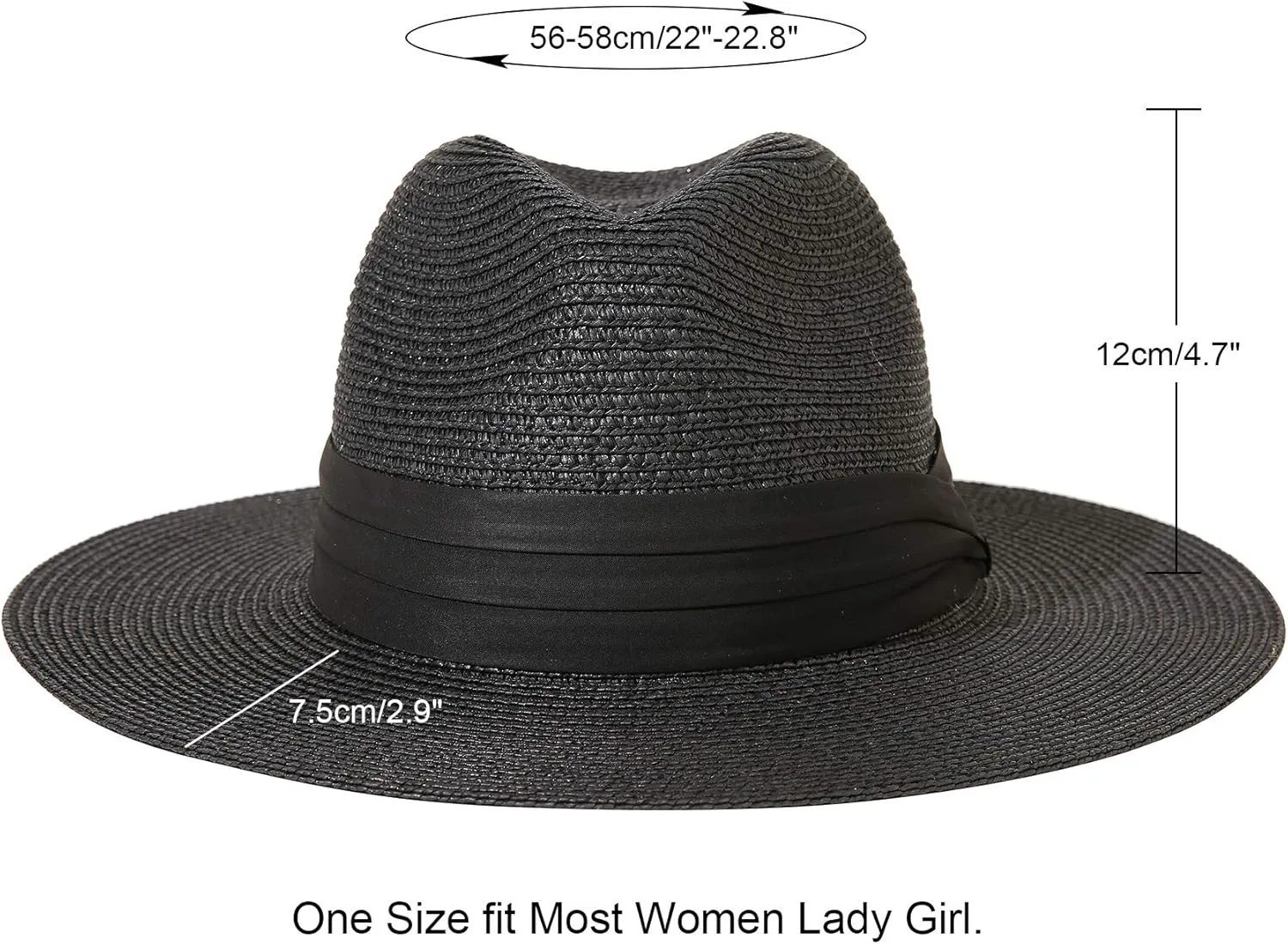 JOYEBUY Womens UPF50 Foldable Summer Straw Hat Wide Brim Fedora Sun Beach hat