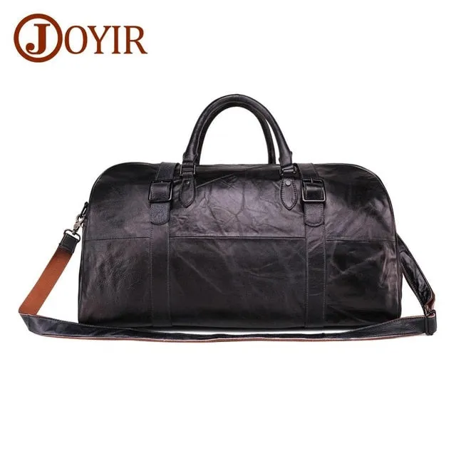JOYIR Men's Handbag Travel Bag Genuine Leather Men Duffel Bag Luggage Travel Bag Large Capacity Leather Duffle Bag Weekend Tote