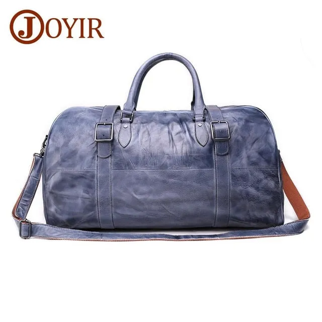 JOYIR Men's Handbag Travel Bag Genuine Leather Men Duffel Bag Luggage Travel Bag Large Capacity Leather Duffle Bag Weekend Tote
