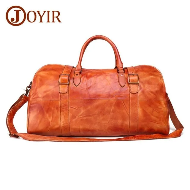 JOYIR Men's Handbag Travel Bag Genuine Leather Men Duffel Bag Luggage Travel Bag Large Capacity Leather Duffle Bag Weekend Tote
