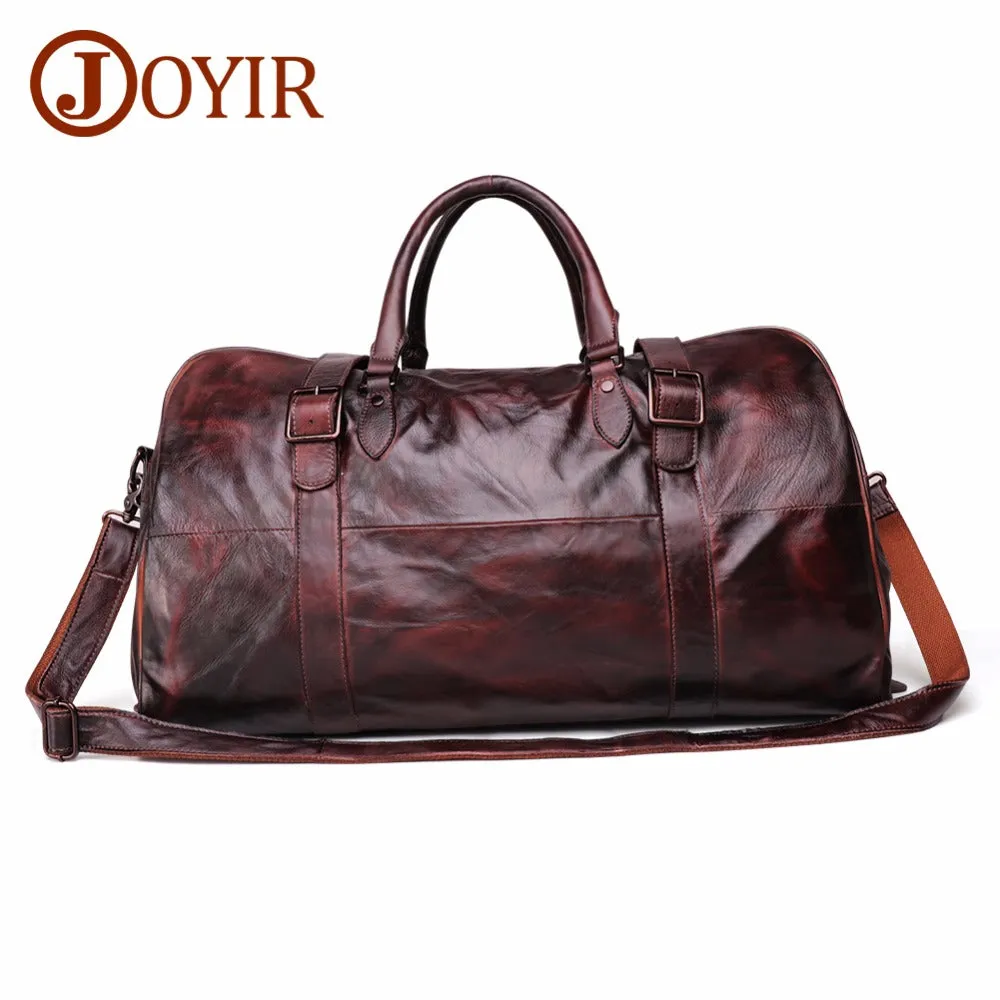 JOYIR Men's Handbag Travel Bag Genuine Leather Men Duffel Bag Luggage Travel Bag Large Capacity Leather Duffle Bag Weekend Tote