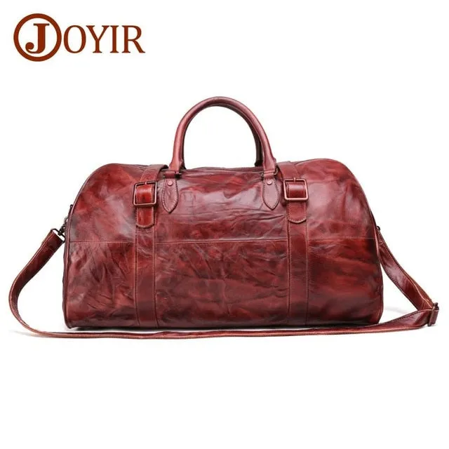 JOYIR Men's Handbag Travel Bag Genuine Leather Men Duffel Bag Luggage Travel Bag Large Capacity Leather Duffle Bag Weekend Tote
