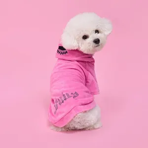 Juicy Couture Bling Velour Pet Hoodie - Hot Pink - XS/S (2-7 lbs.) - Pet Hoodies for Small Dogs or Cats