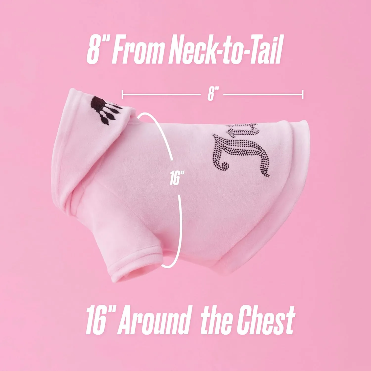 Juicy Couture Bling Velour Pet Hoodie - Pink - XS/S (2-7 lbs.) - Pet Hoodies for Small Dogs or Cats