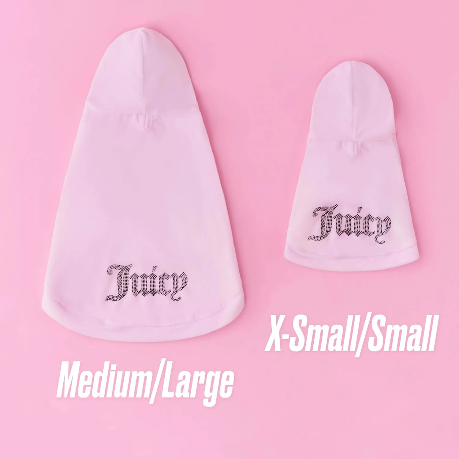 Juicy Couture Bling Velour Pet Hoodie - Pink - XS/S (2-7 lbs.) - Pet Hoodies for Small Dogs or Cats