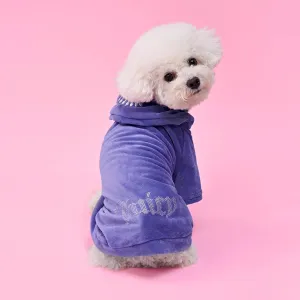 Juicy Couture Bling Velour Pet Hoodie - Royal Purple - XS/S (2-7 lbs.) - Pet Hoodies for Small Dogs or Cats