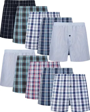 JupiterSecret Men's Woven Boxers Underwear Pack Cotton Boxer Shorts Assorted Colors