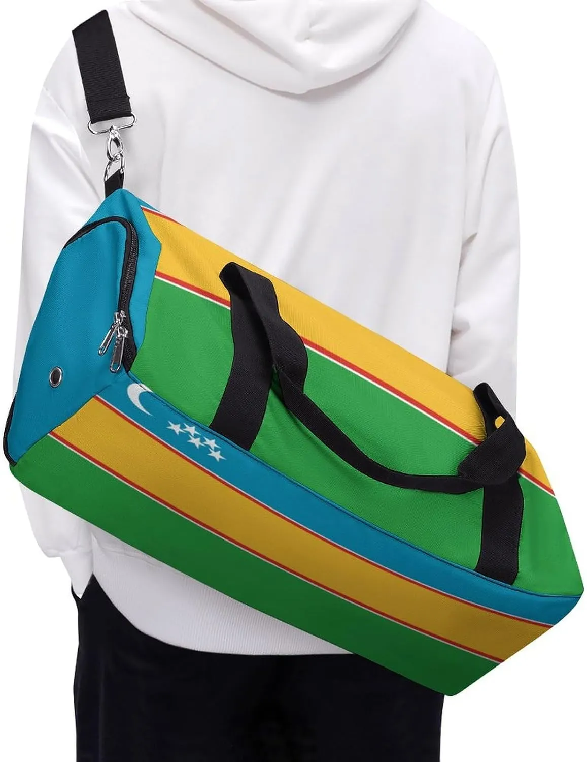 Karakalpakstan Flag Gym Bag with Shoe Compartment and Wet Pocket Travel Duffel for Sports