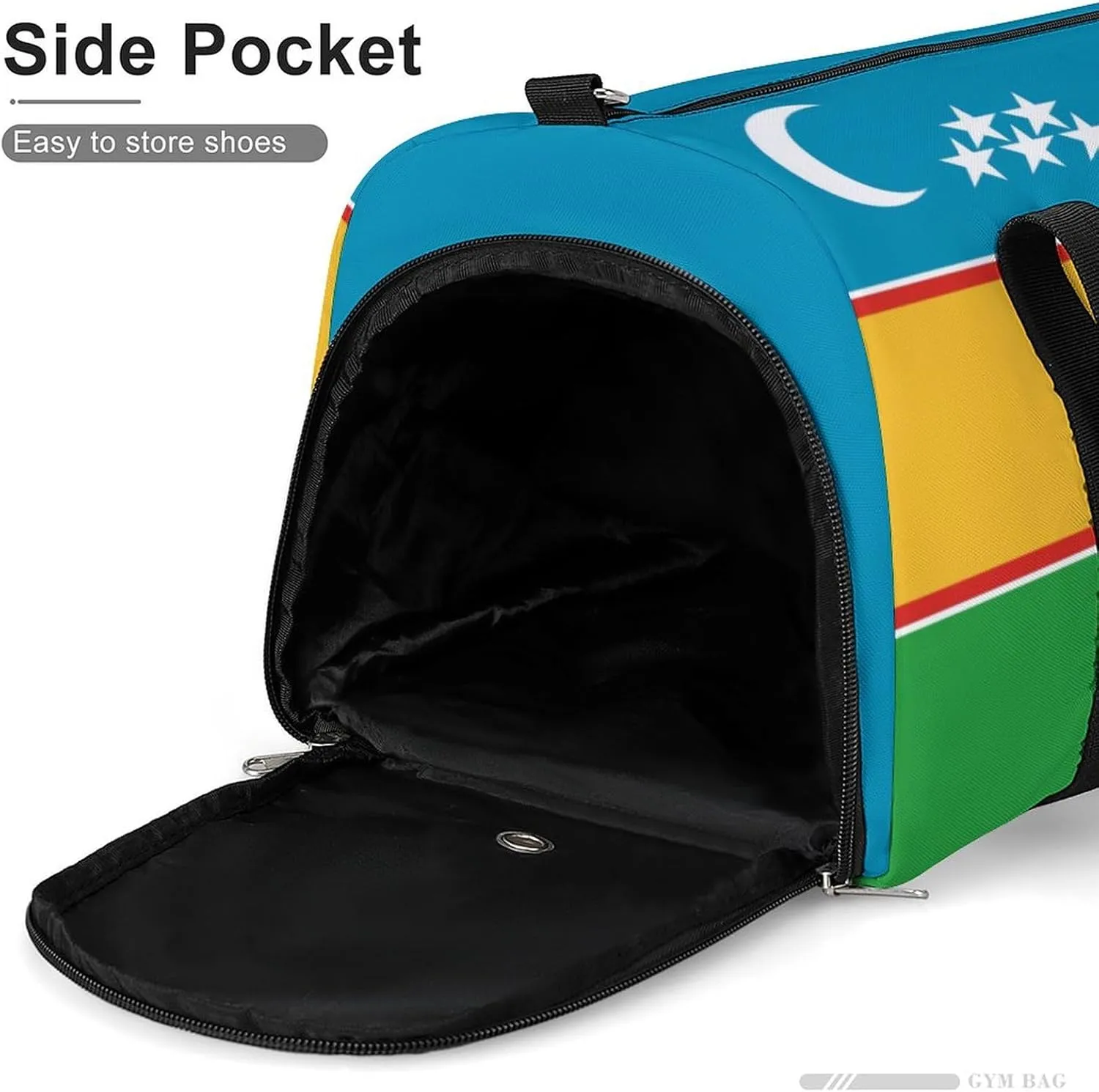 Karakalpakstan Flag Gym Bag with Shoe Compartment and Wet Pocket Travel Duffel for Sports