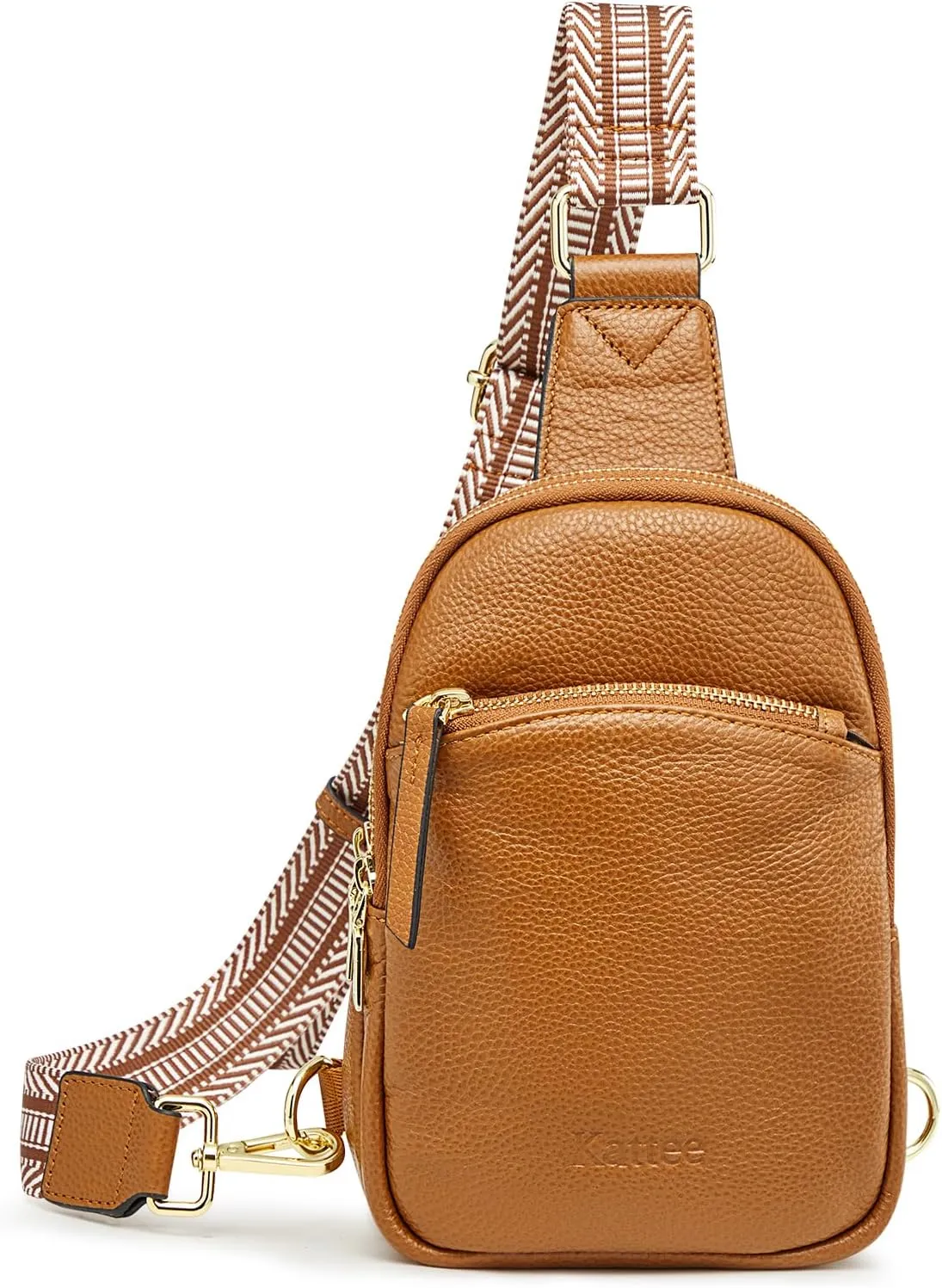 Kattee Sling Bag for Women, Small Genuine Leather Crossbody Chest Bags Fanny Packs, Soft Shoulder Daypack Travel Outdoor