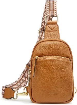Kattee Sling Bag for Women, Small Genuine Leather Crossbody Chest Bags Fanny Packs, Soft Shoulder Daypack Travel Outdoor