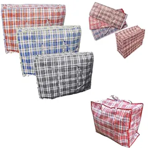 KAV 10 x Laundry Bags Reusable Large & EXTRA LARGE Zipped Shopping Storage Strong XL Bag