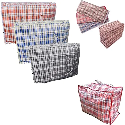 KAV 10 x Laundry Bags Reusable Large & EXTRA LARGE Zipped Shopping Storage Strong XL Bag