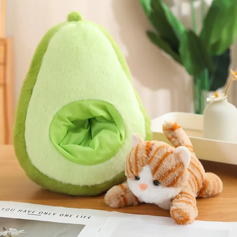 Kawaii Cat in Fruit Plush Toy-Quirky Fruit & Pet Fusion for Decor