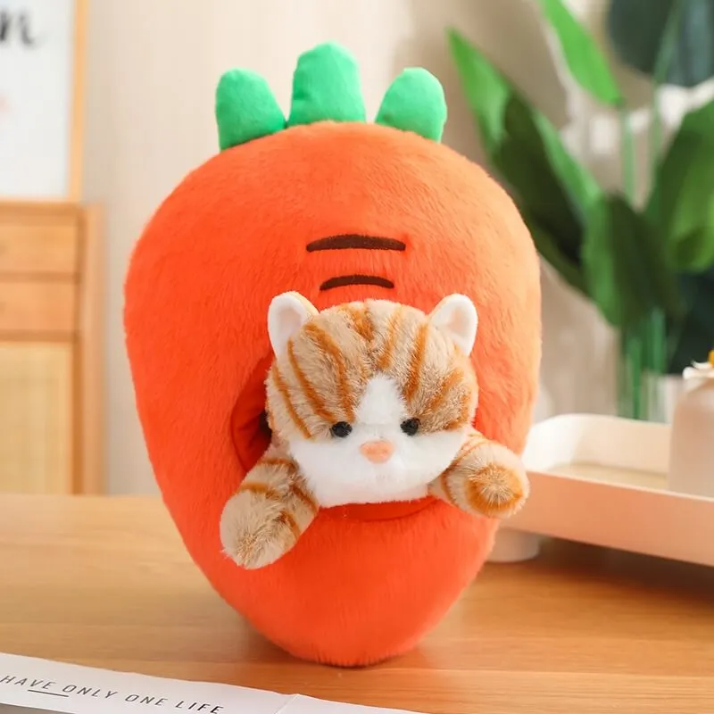 Kawaii Cat in Fruit Plush Toy-Quirky Fruit & Pet Fusion for Decor