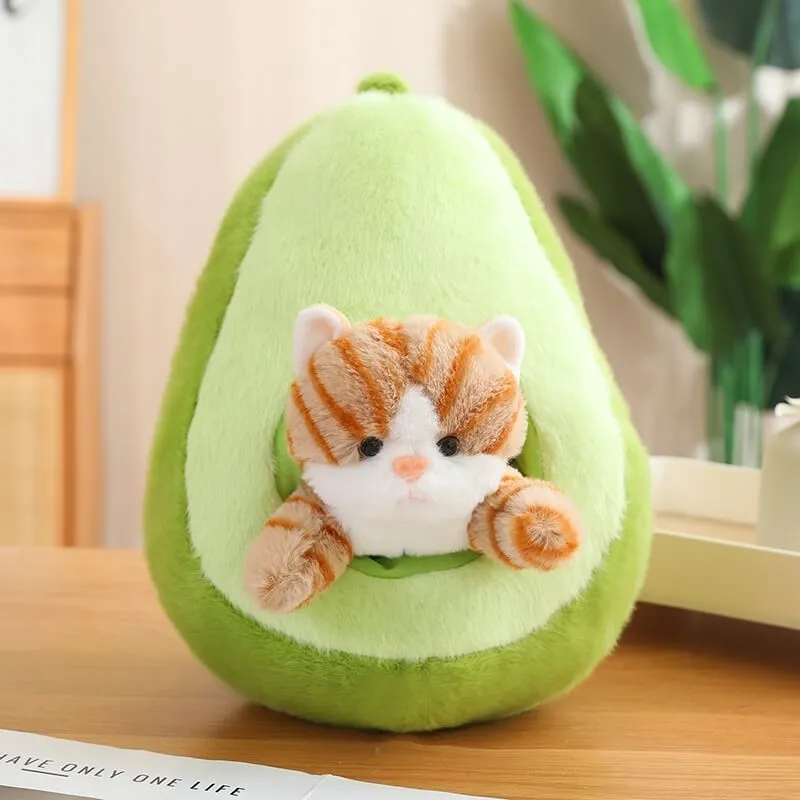 Kawaii Cat in Fruit Plush Toy-Quirky Fruit & Pet Fusion for Decor