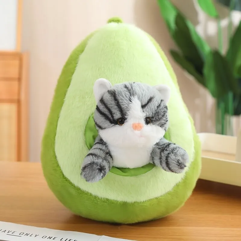 Kawaii Cat in Fruit Plush Toy-Quirky Fruit & Pet Fusion for Decor