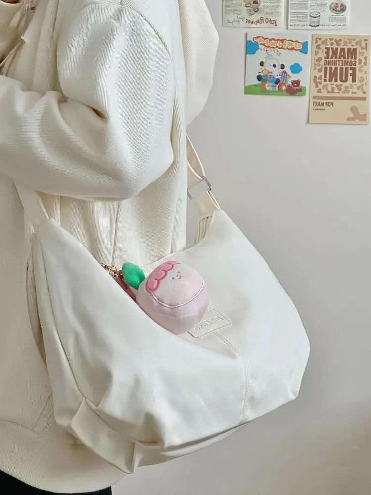 Kawaii Crossbody Bag Cute Nylon Sling Bag Crossbody Bags for Women Cute Aesthetic Sling Bag Purse (white)