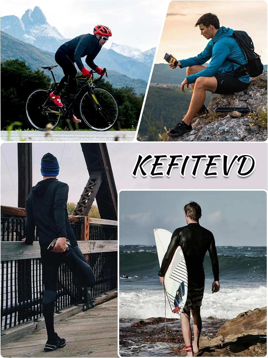 KEFITEVD Men's Sun Protection Hoodie UPF 50  Long Sleeve UV SPF Shirts Lightweight Quick Dry Hoodies Swimming Rash Guard