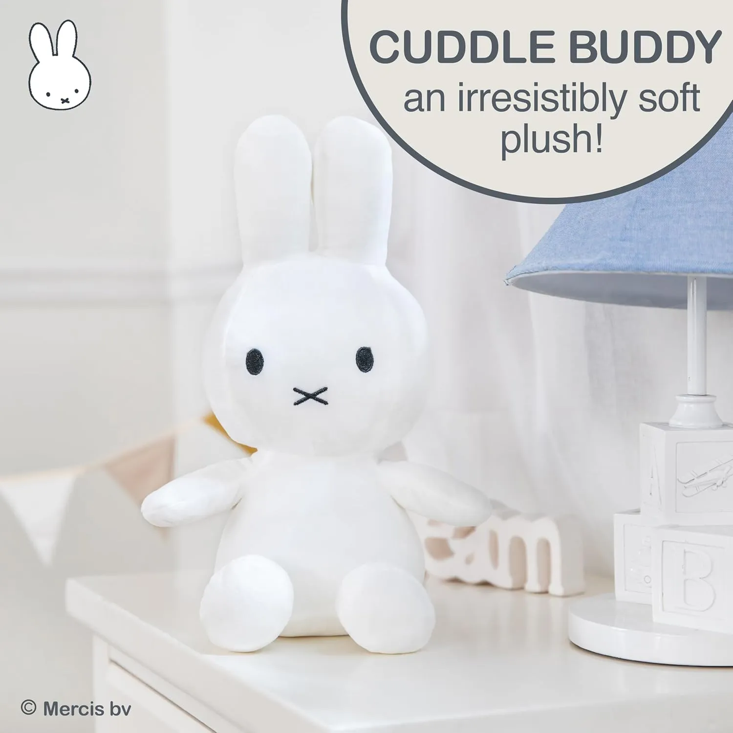 KIDS PREFERRED Miffy Plush Toy, 14 Inch Sitting Dutch Bunny Plush by Dick Bruna, Soft Boa Rabbit Bunny Stuffed Animal Plushie Doll for Girls and Boys - White