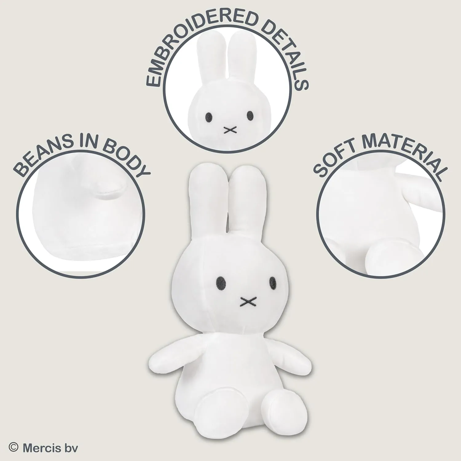 KIDS PREFERRED Miffy Plush Toy, 14 Inch Sitting Dutch Bunny Plush by Dick Bruna, Soft Boa Rabbit Bunny Stuffed Animal Plushie Doll for Girls and Boys - White