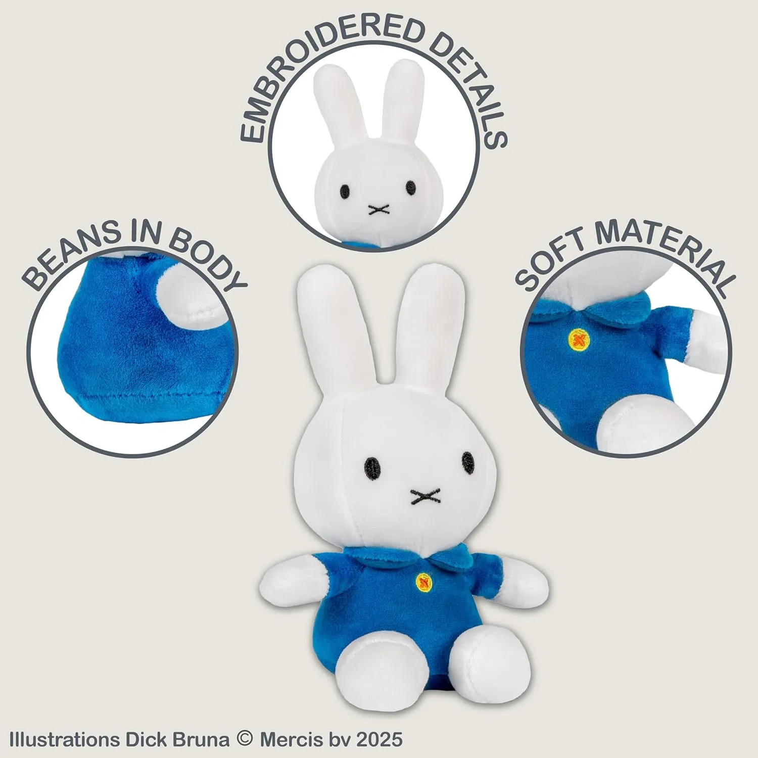 KIDS PREFERRED Miffy Plush Toy, 8 Inch Sitting Dutch Bunny Plush from Dick Bruna, Soft Boa Rabbit Bunny Stuffed Animal Plushie Doll for Girls and Boys