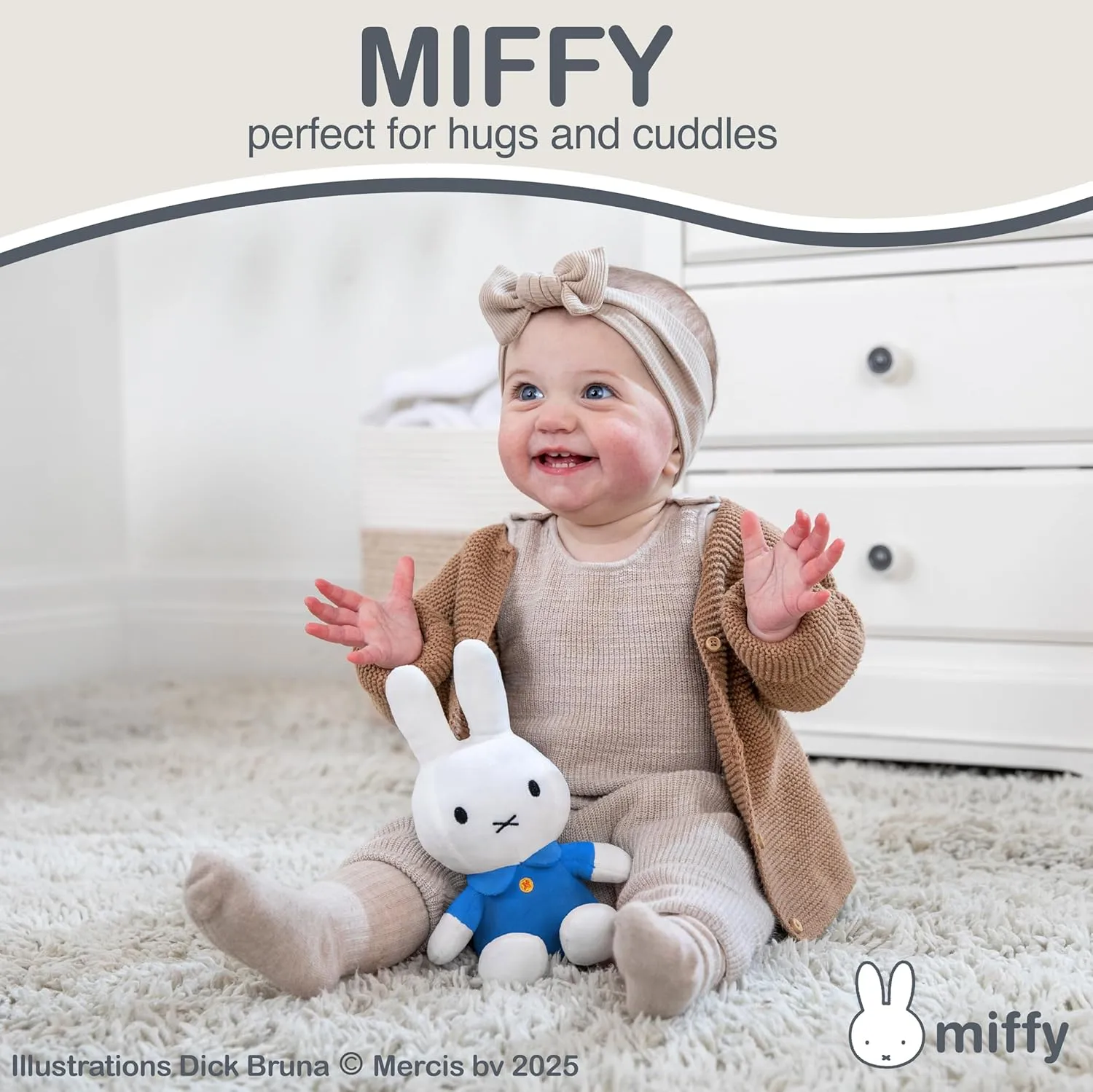 KIDS PREFERRED Miffy Plush Toy, 8 Inch Sitting Dutch Bunny Plush from Dick Bruna, Soft Boa Rabbit Bunny Stuffed Animal Plushie Doll for Girls and Boys