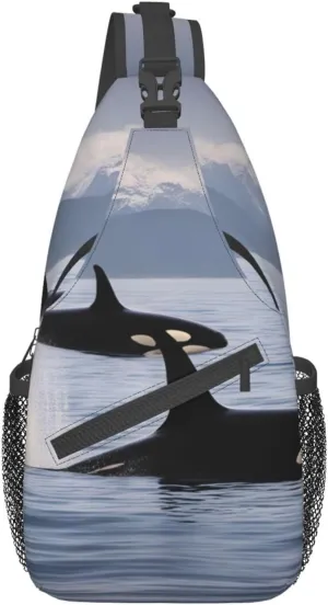 Killer Whales Swim Along High Storage Capacity Chest Bag Diagonally Sling Backpack Crossbody Shoulder Bag For Men Women