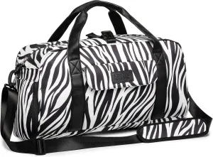 Kinmac Travel Duffel Bag For Women,Sports Gym Yoga Duffel Bag Weekender Overnight Totes Bag with Shoes and Wet Compartment (Zebra)
