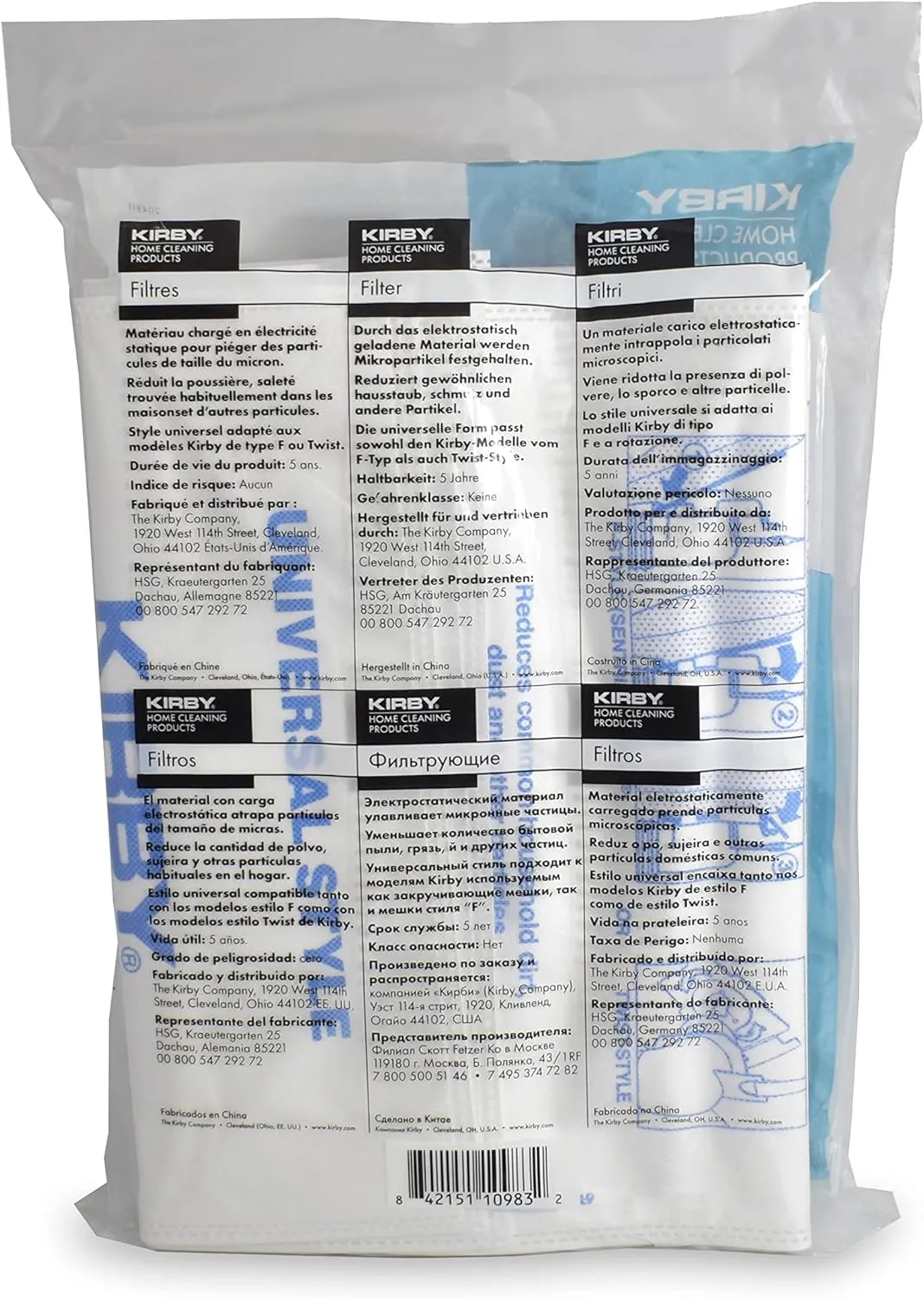 Kirby Allergen Reduction HEPA Filter Bags 6-Pack | Part #204811 | OEM Replacement for F-Style & Twist-Style Kirby Vacuums