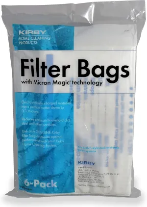 Kirby Allergen Reduction HEPA Filter Bags 6-Pack | Part #204811 | OEM Replacement for F-Style & Twist-Style Kirby Vacuums