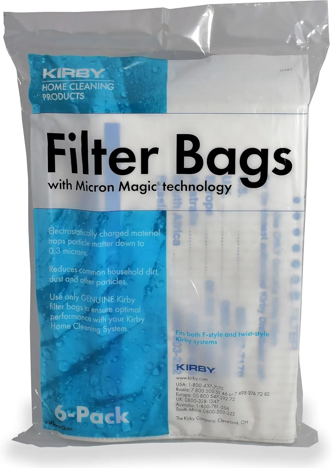 Kirby Allergen Reduction HEPA Filter Bags 6-Pack | Part #204811 | OEM Replacement for F-Style & Twist-Style Kirby Vacuums
