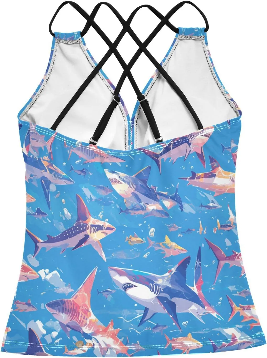 KLL Ocean Fish sea Masco Womens Tankini Top Quick-Dry V Neck Swimsuit Tank Tops