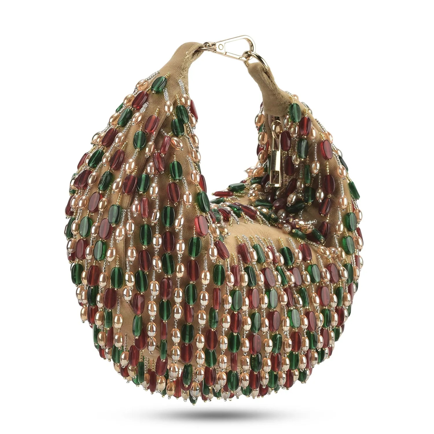 Komal Kapoor in our Red Green Multi Nano Boat Bag