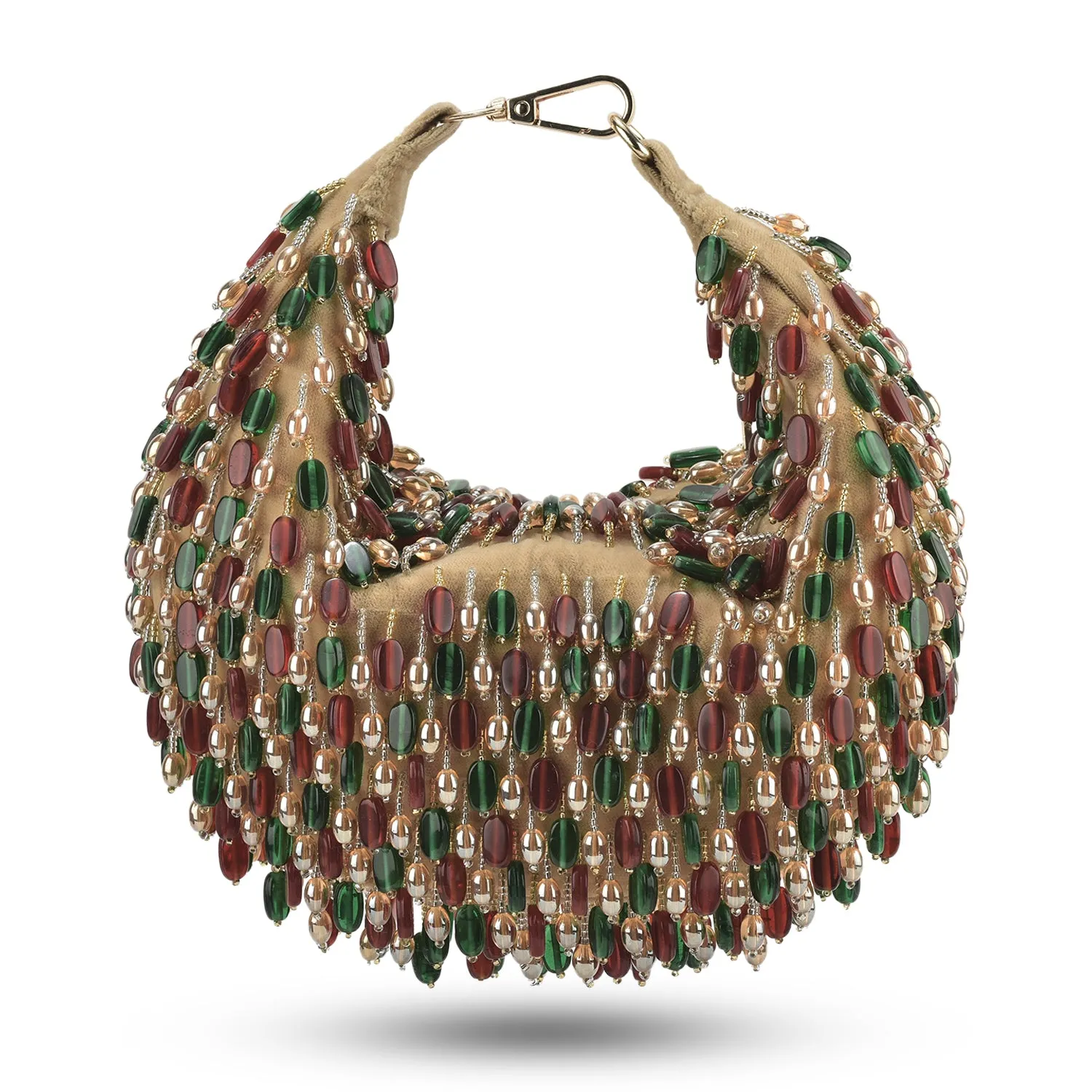 Komal Kapoor in our Red Green Multi Nano Boat Bag