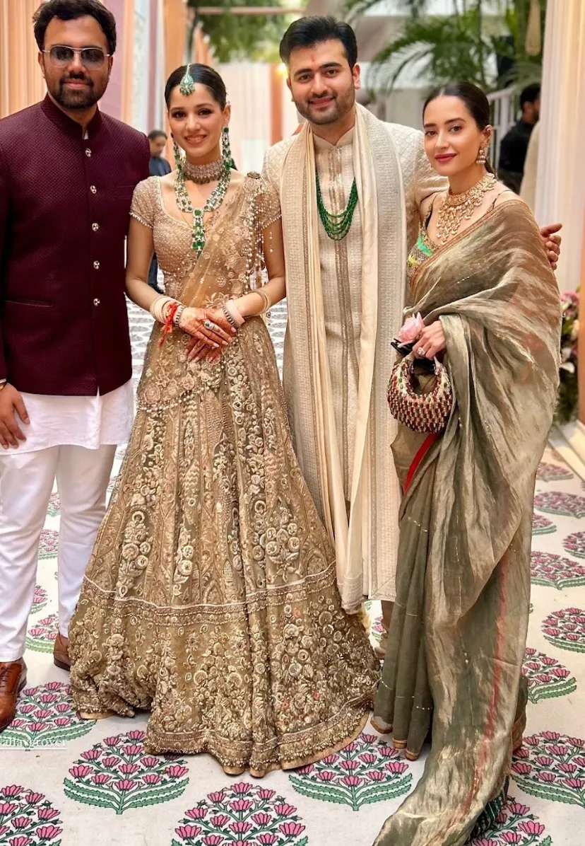 Komal Kapoor in our Red Green Multi Nano Boat Bag