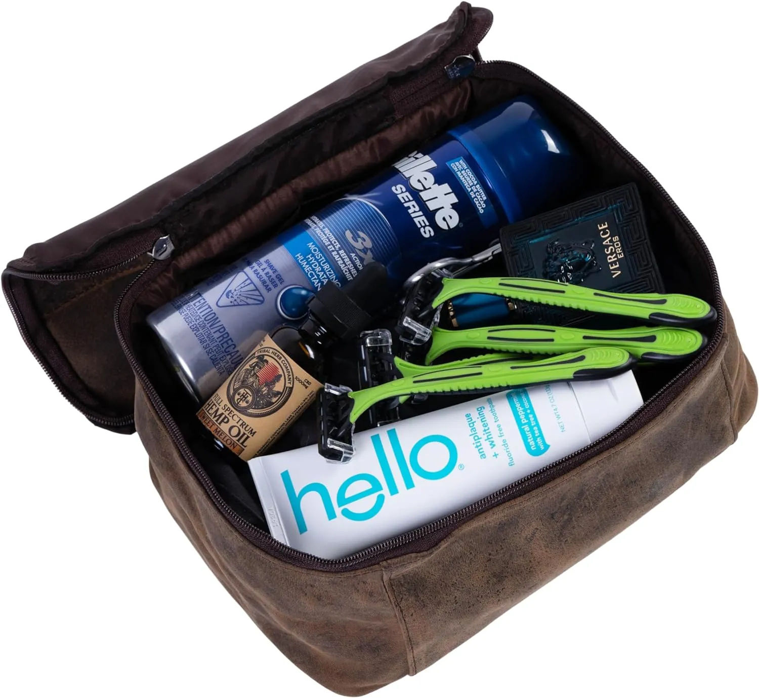 KomalC Genuine Unisex Vanity Leather Dopp kit - Travel Toiletry Bag multi-purpose Toiletry Bag (1 Zip Hunter dopp kit)
