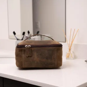 KomalC Genuine Unisex Vanity Leather Dopp kit - Travel Toiletry Bag multi-purpose Toiletry Bag (1 Zip Hunter dopp kit)