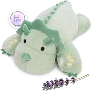 KOWSI® Microwavable & 2 LB Weighted Stuffed Triceratops Animals Plush - 16 Inch Heated Dinosaur Plushie for Warmth & Comfort - Light Green Dino Squished Pillow - Cute Soft Toy for Adults & Children