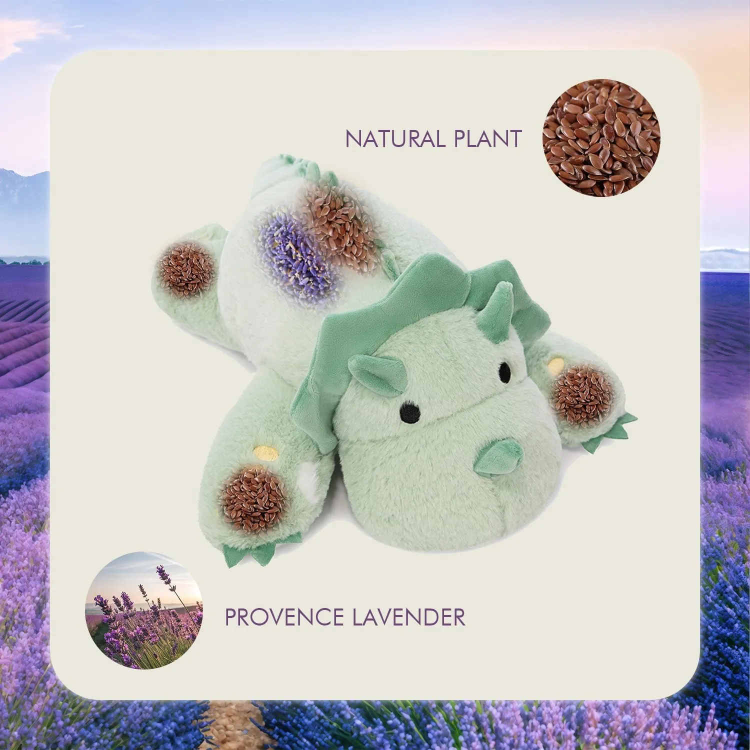 KOWSI® Microwavable & 2 LB Weighted Stuffed Triceratops Animals Plush - 16 Inch Heated Dinosaur Plushie for Warmth & Comfort - Light Green Dino Squished Pillow - Cute Soft Toy for Adults & Children