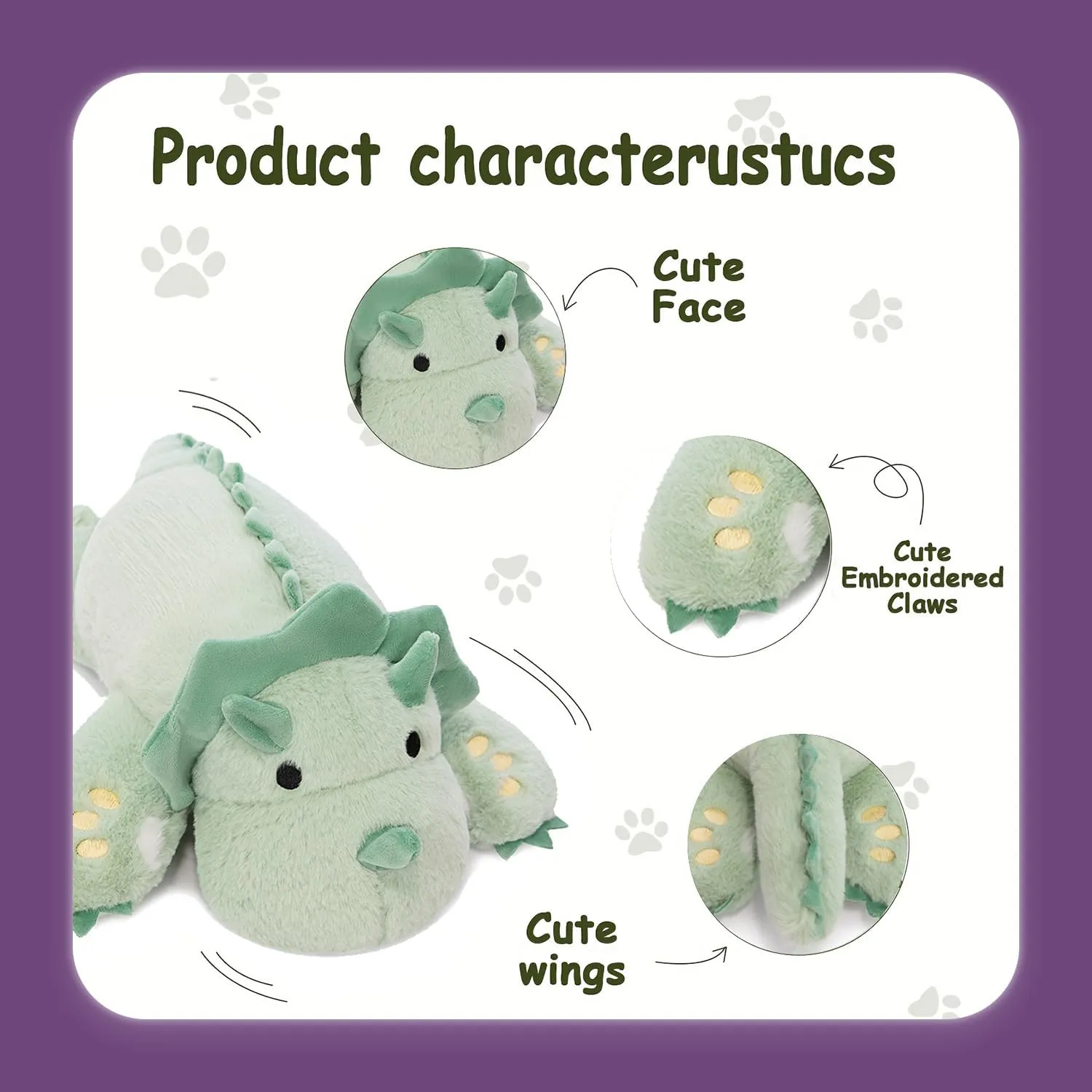 KOWSI® Microwavable & 2 LB Weighted Stuffed Triceratops Animals Plush - 16 Inch Heated Dinosaur Plushie for Warmth & Comfort - Light Green Dino Squished Pillow - Cute Soft Toy for Adults & Children