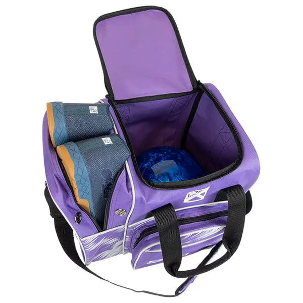KR Strikeforce Flexx Purple Silver Scratch Single Tote Bowling Bag