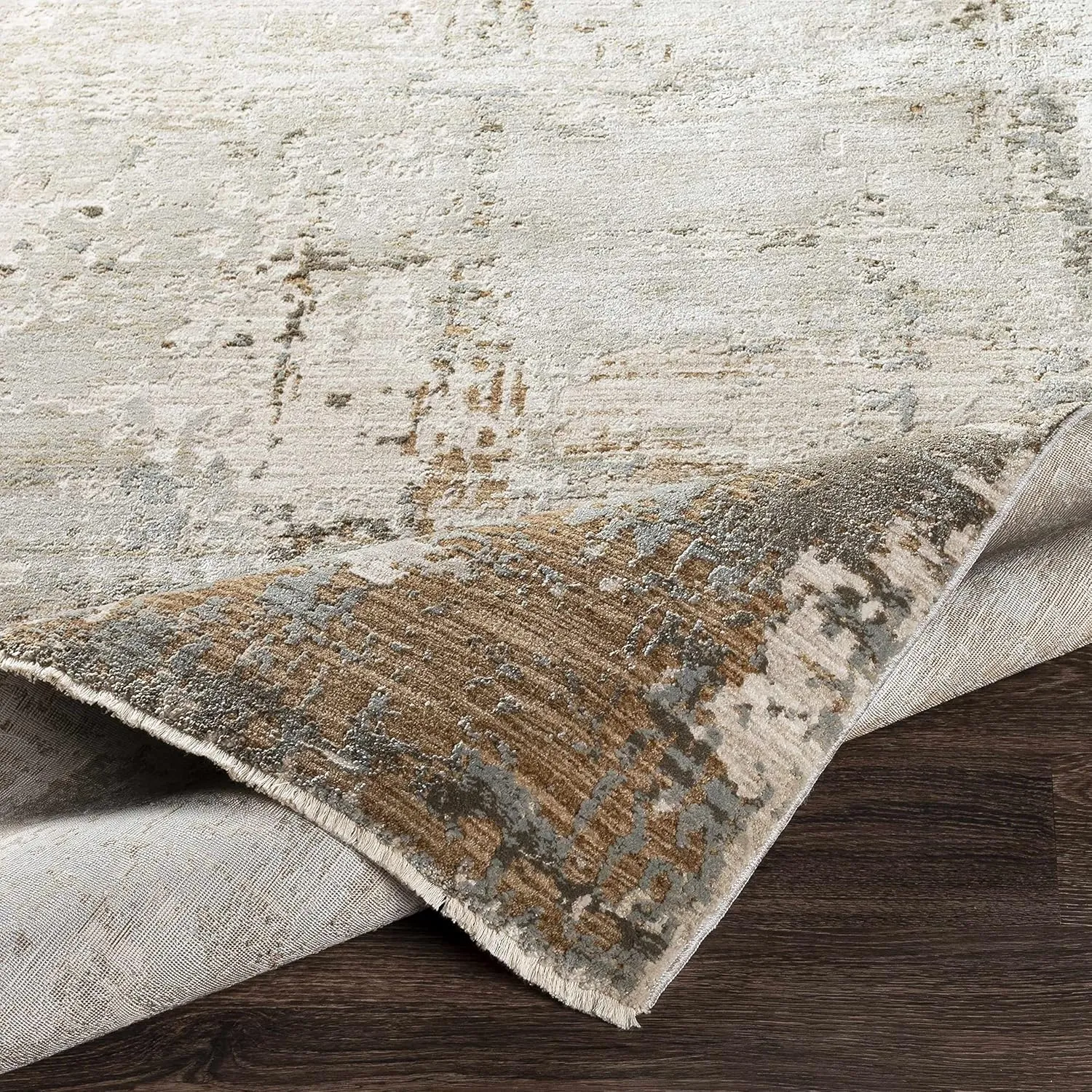 Kress Contemporary Area Rug - DustySage, Charcoal, Olive - 18" x 18" Sample