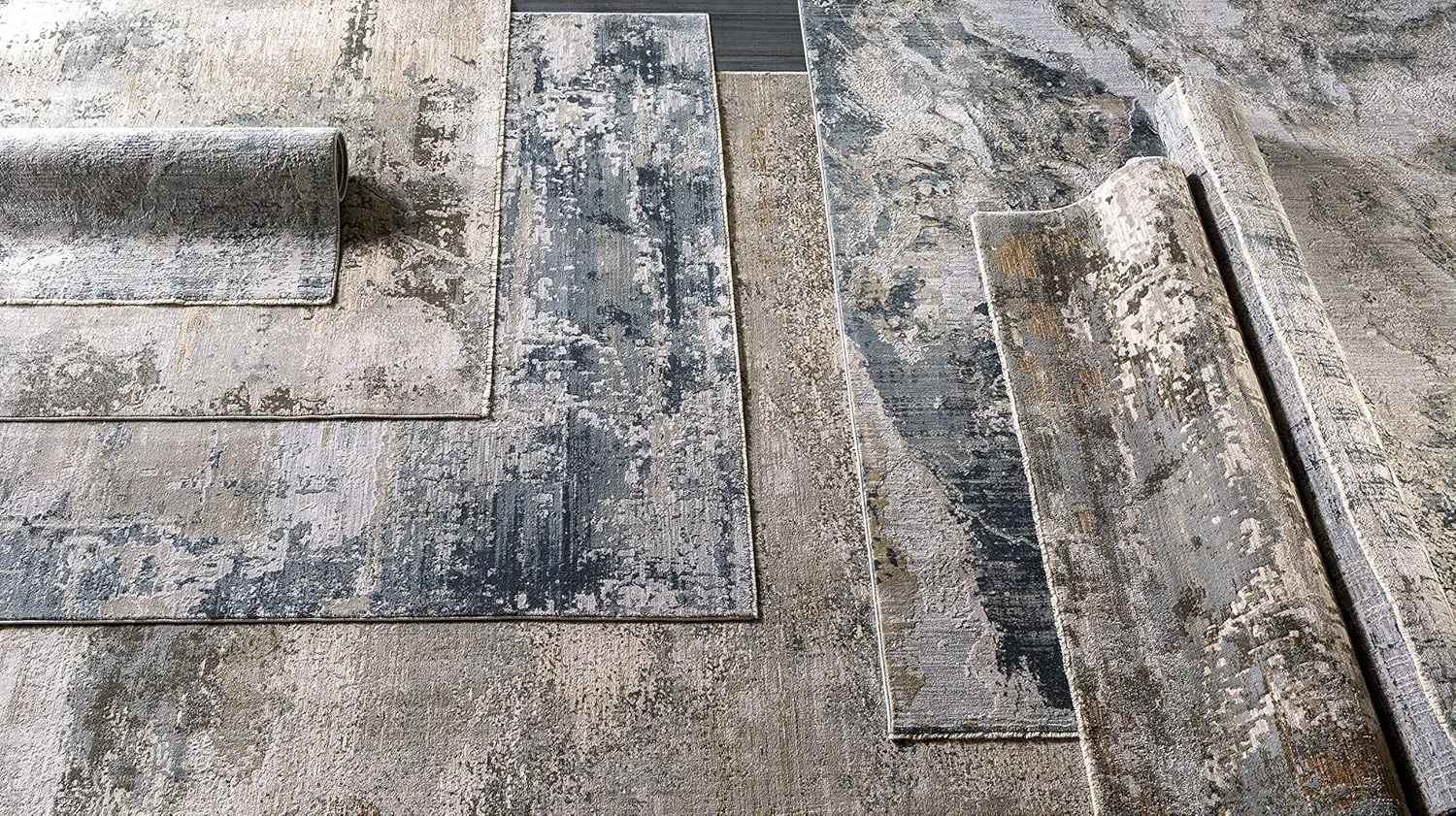 Kress Contemporary Area Rug - DustySage, Charcoal, Olive - 18" x 18" Sample