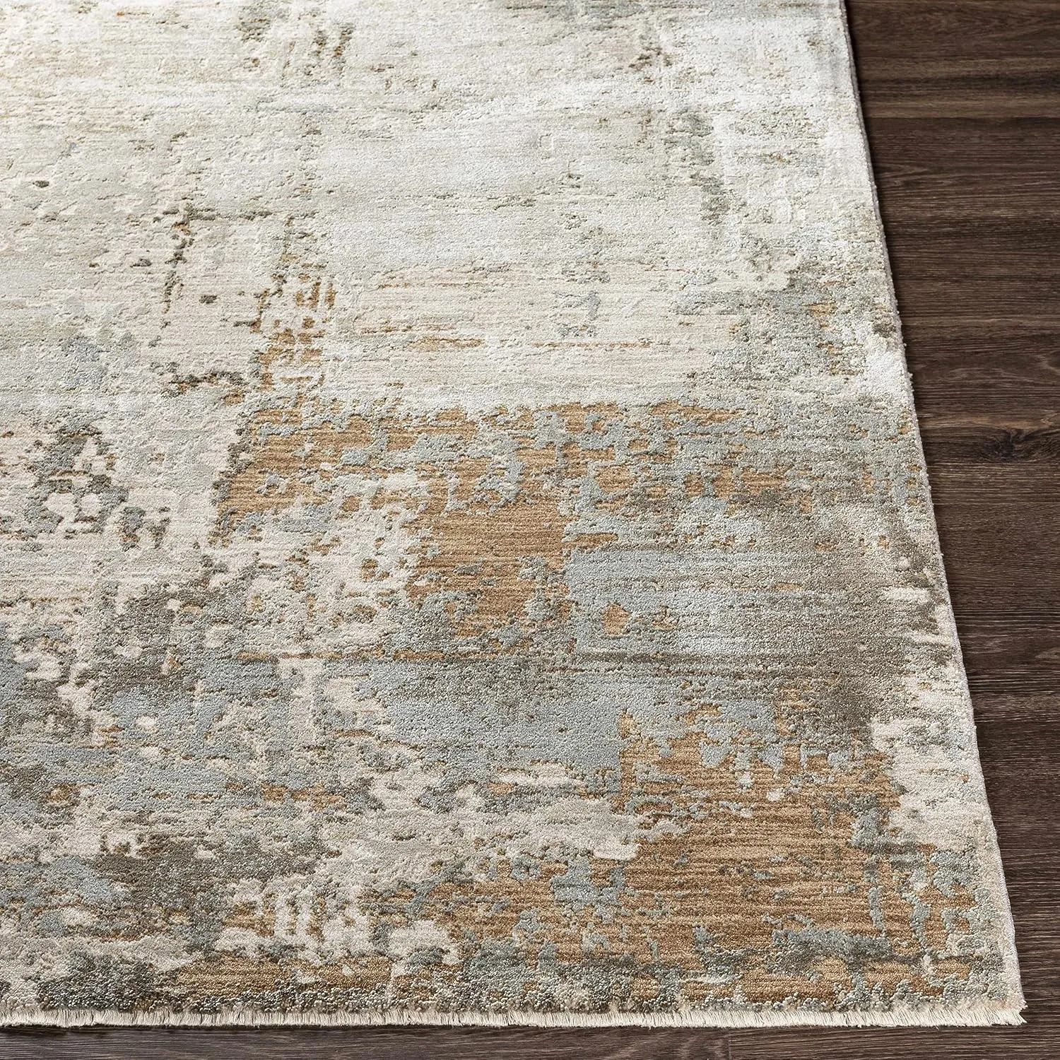 Kress Contemporary Area Rug - DustySage, Charcoal, Olive - 18" x 18" Sample
