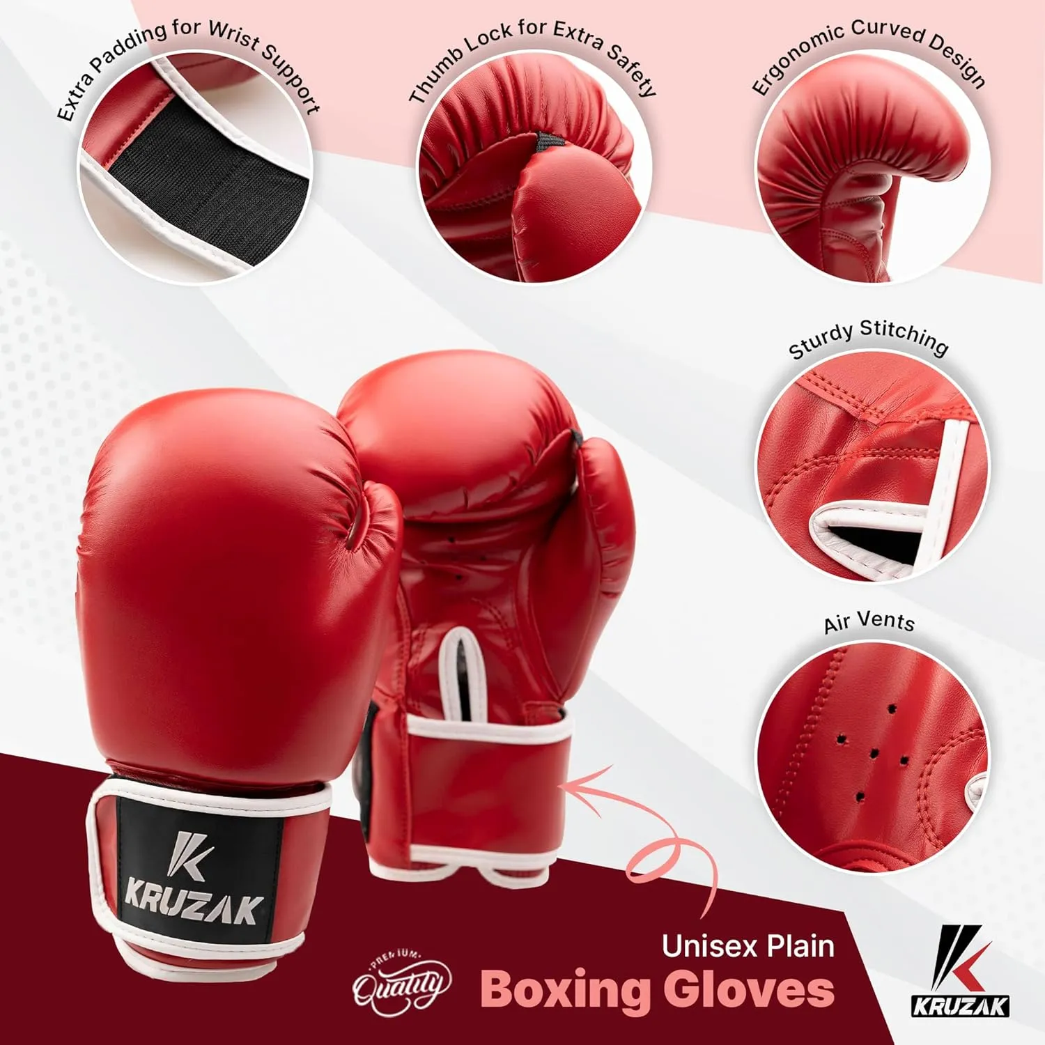 Kruzak Boxing Gloves for Men & Women, Sparring & Kickboxing Gloves, Muay Thai & MMA Gloves, 8-16 oz